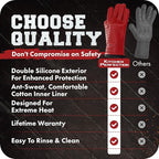 KITCHEN PERFECTION S Silicone Smoker Oven Gloves -Extreme Heat Resistant BBQ Gloves -Handle Hot Food Right on Your Grill Fryer Pit|Waterproof Oven Mitts |Superior Value Set+3 Bonuses