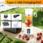 Cordless Portable Personal Size Blender - Mini Blender Make Smoothies and Shakes, 380Ml BPA Free Travel Cup, Powerful Blending Suit in Office/Home/Gym