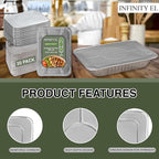INFINITY EL Disposable Aluminum Foil Pans with Lids 20 Pack | Half 12.5" x 10" x 2.5" Deep Disposable Baking Pan | Heavy Duty Aluminum Pan for Roasting Turkey, Lasagna, Thanksgiving, Christmas, Party