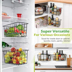 ZUSHALLMY 2 Pack Hanging Kitchen Baskets, Adhesive Wire Wall Storage Basket, No Drilling Hanging Fruit Baskets, Cabinet Door Organizer for Kitchen Bathroom Pantry, Upgrade Super-sized Adhesive