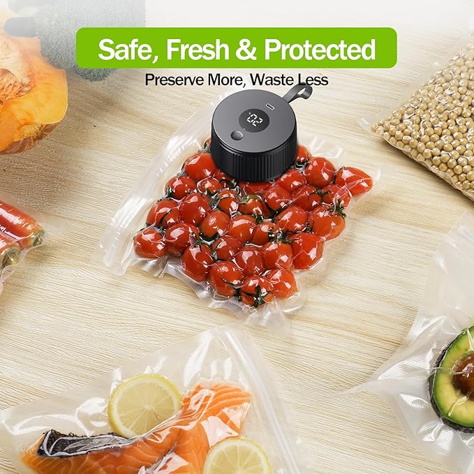 Vacuum Sealer Bags for Food, BPA-Free Food Storage Bags, Freezer, Microwave – Odor-Resistant, Leak-Proof – Compatible with Auletor Mason Jar Vacuum Sealers (10PCS)