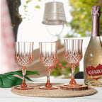 XUWAIDSGN 7oz Plastic Vintage Wine Glasses Drinking Glasses Unbreakable Wedding Glassware Crystal Water Goblets Reusable Drinkware Vintage Champagne Flutes (48, Pink)
