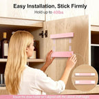 9.5” Large Acrylic Straw Holder for Cabinet Door, Reusable Adjustable Two-Part Straws Organizer with Ultra Sticky Adhesive Strips, 2026 Straw Storage for Kitchen Cupboard (Rose Stone)