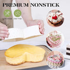 8 Inch Heart Shaped Cake Pans Large Heart Cake Pan Nonstick Silicone Molds for Baking Set of 3 (Cream)
