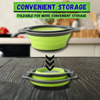 Collapsible Colander Set,Premium Food Grade Silicone Folding Strainers with Handles Space Saving Colanders for Draining Pasta,Vegetables & Fruits,Ideal for Kitchen & Travel (3pc Green)