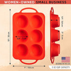 BAKE BOSS Regular Size 6 Cup Muffin Pan – Silicone Muffin Pans for Baking with Metal Handles – Nonstick Silicone Cupcake Pan, Easy-Release, BPA-Free Muffin Tray, Oven & Dishwasher Safe – Red
