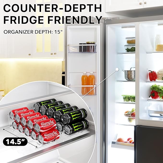 Simple Houseware Assorted Can Organizer for Refrigerator/Pantry, Set of 4, Clear