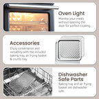 Elite Gourmet Compact 8.5Qt Air Fryer Oven – Mini Countertop Air Fryer with Adjustable Time & Temperature Controls, 800W, Includes Air Fry Basket, Bake Pan & Recipes, Black