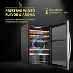 SCHMÉCKÉ 33 Bottle Dual Zone Wine Cooler Refrigerator w/Lock - Large Freestanding Wine Cellar For Red, White, Champagne & Sparkling Wine - 41f-64f Digital Temperature Control Fridge Stainless Steel