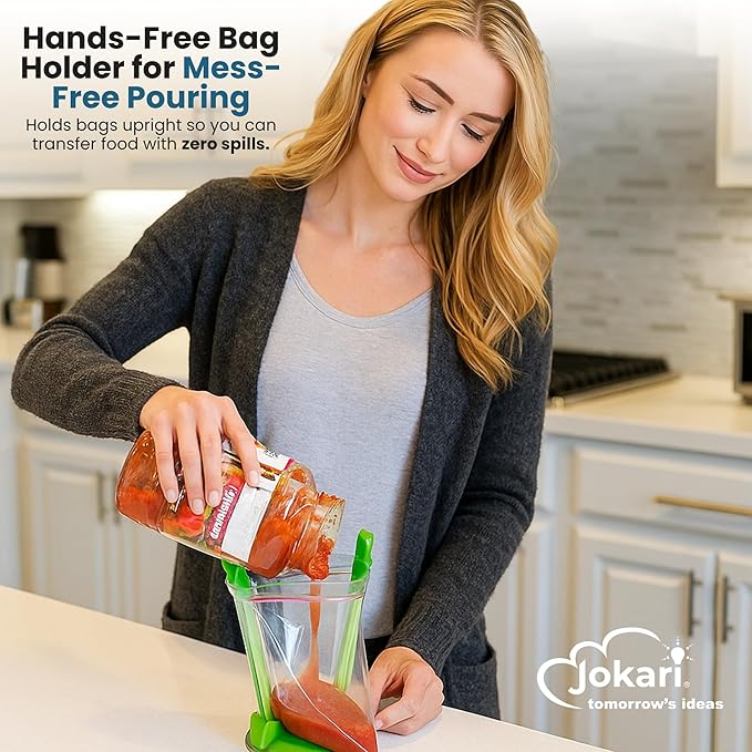 Baggy Rack - (6 Pack) Sandwich Bag Racks, Clip Food Storage Bags Onto Holder, Best Opener for Freezer & Storage Baggie - Ideal Plastic Kitchen, No Hassle Cooking Gadget Solutions For a Clean Pour