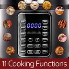 6 Quart 11-in-1 Electric Pressure Cooker – Stainless Steel Multi-Cooker, Programmable Kitchen Appliance