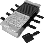 Electric Cheese Raclette Table Grill w Nonstick Grilling Plate & Cooking Stone- Indoor Smokeless Korean BBQ 8 Person Tabletop Cooker Hotplate- Melt or Grill Meat, Veggies for Home Dinner Party or Apps