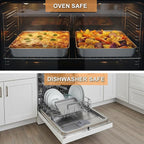 E-far Small Baking Pan with Lid, 9.4”x 7” x 2” Stainless Steel Rectangle Sheet Cake Pans for Toaster Oven, Metal Covered Bakeware for Cakes Brownies Casseroles, Non-toxic & Dishwasher Safe - Set of 2