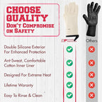 KITCHEN PERFECTION S Silicone Smoker Oven Gloves for Women -Extreme Heat Resistant BBQ Gloves -Handle Hot Food Right on Your Grill Fryer |Waterproof Oven Mitts Cooking Gloves |Superior Set+3 Bonuses