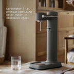 Aarke Carbonator lll, Sparkling & Carbonation Water Machine, Stainless Steel with PET BPA-Free Reusable Bottle Volume 1L/34 fl oz (Matte Grey)