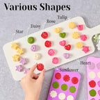 6 Pcs Flower Silicone Chocolate Molds Set, 15-Cavity Rose Heart Star Candy Mold Different Shapes Silicone Molds for Chocolate, Candy, Ice Cube, Butter, Jello