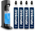 Drinkmate OmniFizz Sparkling Water Maker & Soda Streaming Machine | Carbonates Any Drink | PREMIUM KIT | Includes Four 60L CO2 Cartridges + One BPA-Free Bottle (Matte Black)