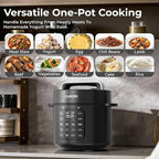 Carori Dual Pot Electric Pressure Cooker, 9-in-1 Multi-Cooker 6 Qt with 2 Inner Pots (Stainless Steel & Nonstick), 12 Programs, Slow Cook, Rice Cook, Steamer, Black