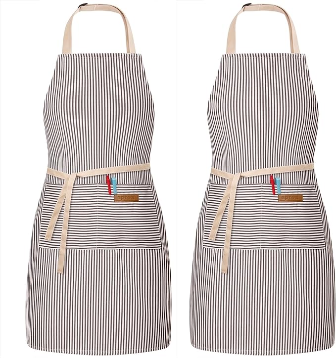 BeLuyi 2 Pack Adjustable Bib Apron with 2 Pockets Chef Cooking Kitchen Restaurant Aprons for Women Men