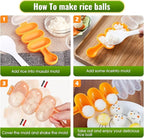 Rice Ball Maker Mold & Sushi Maker Rice Ball Mold with 2 Riceball Shaker and 2 Rice Paddle - Easy to Use Rice Ball Mold Shaker for Perfect Onigiri and Sushi - Fun Kitchen Tool
