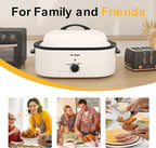 20 Quart Electric Roaster Oven with Self-basting Lid, Turkey Roaster Oven with Removable Pan and Rack, White