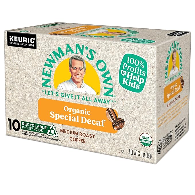 Newman's Own Organics Special Blend Decaf Keurig Single-Serve K-Cup Pods, Medium Roast Coffee, 60 Count (6 Packs of 10)