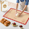 Non-Slip Silicone Baking Mat - 32x24 inch Extra Thick Pastry Mat with Measurements for Sourdough, Macarons, Bread, Pizza, Dough Rolling, Kneading, Oven Mat Heat Resistant to 480°F for Baker