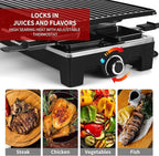Raclette Table Grill, Techwood Electric Indoor Grill Korean BBQ Grill, Removable 2-in-1 Non-Stick Grill Plate, 1500W Fast Heating with 8 Cheese Melt Pans, Ideal for Parties and Family Fun (Black)