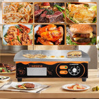 WICHEMI 22" Electric Grill Commercial Countertop Griddle Flat Top Grill Hot Plate Non-Stick Stainless Steel Teppanyaki Grill for Restaurant Kitchen, 110V 3000W