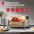 TOSHIBA ChefFry Air Fryer Toaster Oven Combo with Toast, Bake, Broil, Pizza & Dehydrate, 26.4-Quart Capacity, Stainless Steel