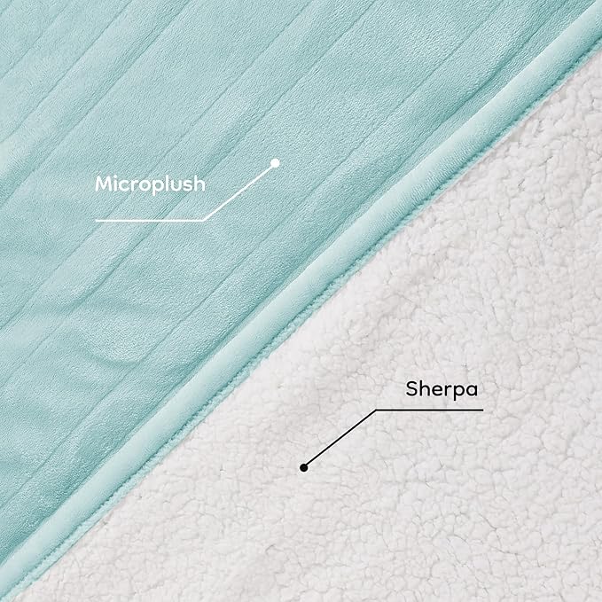 Electric Heated Blanket King Size - 90"x100", Soft Flannel Heating Blanket, 10 Heating Levels, 1-12 H Auto Shut Off, Breathable Warm and Washable for Bed, Mint Green