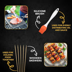 Fish Grill Baskets for Outdoor Grill Vegetables, Fish Grilling rack for Grill, BBQ Grilling Basket, Stainless steel Grill Basket for Veggies, shrimp Includes 50 skewers, Silicon Brush, and Carry Bag