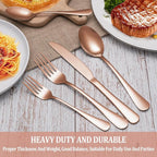 60 Pcs Rose Gold Silverware Set Service for 12, Premium Stainless Steel Flatware Set, Cutlery Utensil Sets, Durable Home Kitchen Eating Tableware Sets, Include Fork Knife Spoon, Dishwasher Safe