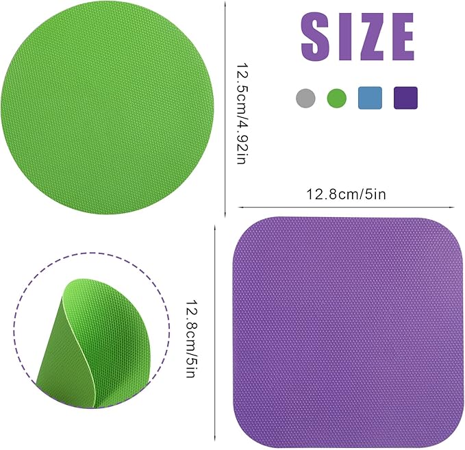 LUTER 4pcs Jar Opener, Rubber, Multi-function Silicone Bottle Opener for Seniors with Weak Hands Lid Cap Gripper Pads Kitchen Coasters Gadgets(Blue, Green, Gray, Purple)