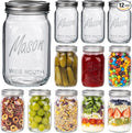 WELLIFE Wide Mouth Mason Jars, 12 Pack Mason Jars 32 oz for Pickling, Canning, Fermenting and Food Storage, Microwave & Dishwasher Safe
