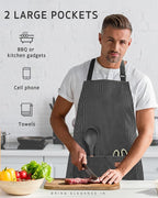 Syntus Apron for Men Women, Adjustable Cooking Kitchen Chef Aprons with 2 Pockets, Cotton/Polycotton/Polyester