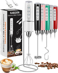 Sakgos Milk Frother with Stand Rechargeable-Handheld Coffee Frother with 3 Stainless Whisks 3 Speed Adjustable, Electric Whisk Drink Mixer, Foam Maker Blender for Matcha Latte Cappuccino Chocolate