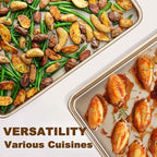Baking Sheet Pan Set of 2, Wildone Commercial Cookie Sheets for Baking, Nonstick Carbon Steel Oven Tray Half Sheet Pan 17.5x12 Inch, Heavy Duty & Easy Clean