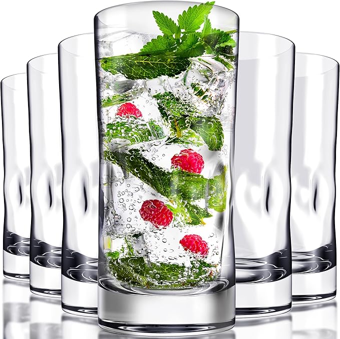 Bravario Unbreakable Plastic Drinking Glasses 17 oz | Dishwasher Safe Shatterproof 100% Tritan Water Tumblers | BPA Free Reusable Outdoor Highball Drinkware | Set of 6