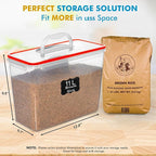Shazo 2 PC (11L | 372 oz) Flour Sugar Storage Containers with Easy Carry Handle - Plastic Extra Large Food Storage Containers with Lids for Rice Cereal, BPA Free & Airtight Kitchen Pantry Organization
