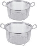 Tiawudi 2 Pack Strainers for Kitchen, 18/8 Stainless Steel Colander with Handles, Fine Mesh Strainer for Pasta, Rice and Fruit, Sieve with Resting Feet to Strain, Rinse, Steam or Cook Vegetables