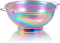 Rainbow Strainer for Kitchen, 5QT, Stainless Steel Colander with Handle for Fruits Vegetables Cooking Food, Dishwasher Safe