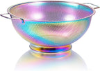 Rainbow Strainer for Kitchen, 5QT, Stainless Steel Colander with Handle for Fruits Vegetables Cooking Food, Dishwasher Safe
