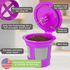 Perfect Pod Cafe Save 1-Stream Reusable K Cup Pod Coffee Filters - Refillable Coffee Pod Capsules with Built-In, Integrated Mesh Strainer for use with Keurig & Select Single Cup Coffee Makers, 6-Pack