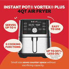 Instant Pot 4QT Vortex Plus 6-in-1 Mini Air Fryer, Custom Program Options, Crisps, Broils, Roasts, Dehydrates, Bakes, Reheats, 100+ In-App Recipes, Stainless Steel,4 Quarts