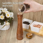 1 Pack - 10 Inch tall Wooden Pepper Mill or Salt Mill Elegan Pepper Grinder Wood with a Adjustable Ceramic Rotor and Easily Refillable - Oak Wood Salt Grinder for Your Kitchen