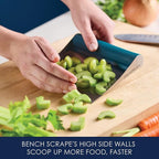 Rachael Ray Tools and Gadgets Kitchen Prep, Garbage Bowl with Lid, Bench Scrape, Veggie Peeler, 4 Piece Food Prep Set - Marine Blue