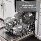 T-fal Gourmet 15-Piece Stainless Steel Cookware Set, Pots and Pans Cooking Set, Dishwasher Safe, Oven Safe to 500°F, Induction Compatible, Stock Pot, Sauce, Saute, Frying Pans, Silver