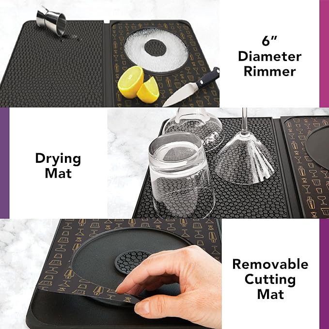 Talisman Designs Multi-Use Cocktail bar Mat, Black