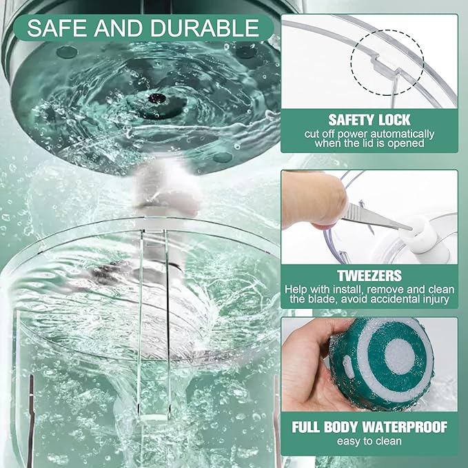 beerfingo Electric Herb Grinder - 3.5 Inch Large Grinders for Grinding Dry Fresh Herbs and Spice, USB Rechargeable Grinder with Transparent Chamber, High-efficiency, Portable and Waterproof